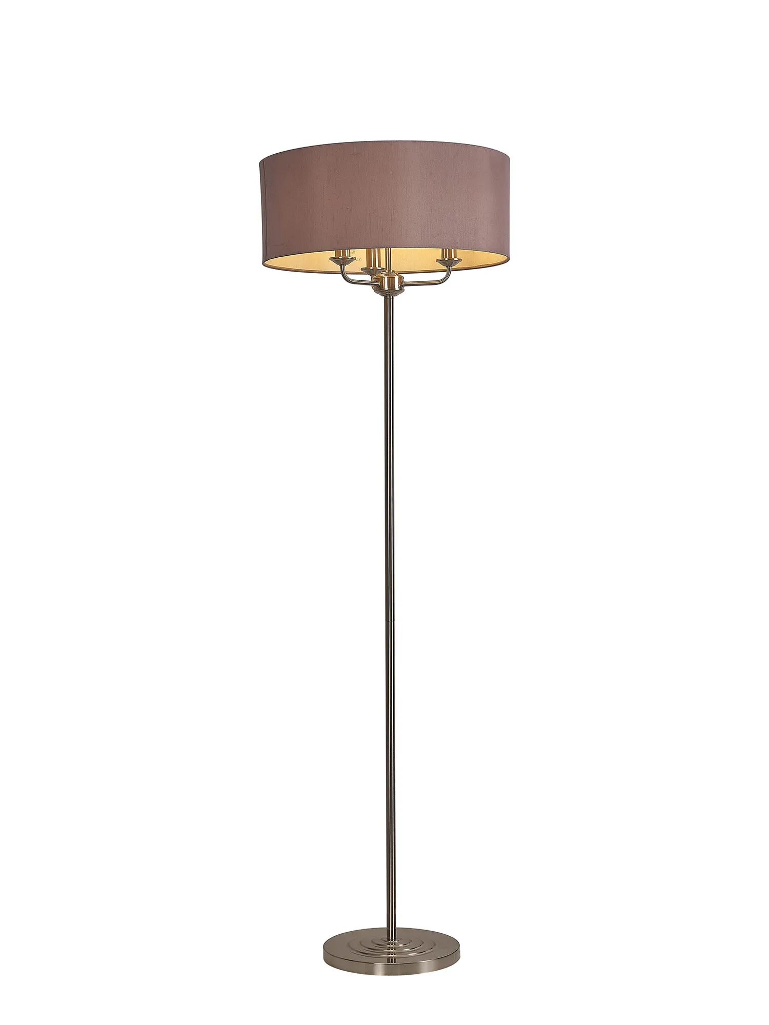 Banyan 45cm 3 Light Floor Lamp Satin Nickel; Taupe